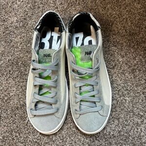 P448 John Low Top Glitter White Lime Green Bubble Sneakers size 38
